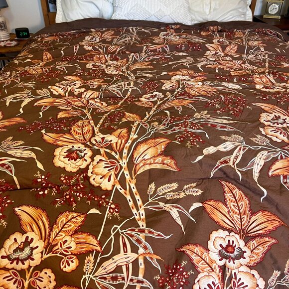 Martha Stewart Queen Size Floral Comforter Floral Print Comforter In Earthy Tone - Picture 8 of 14
